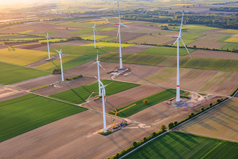 Repowering of the wind farm Minfeld. JUWI is replacing four older turbines (GE 1.5) from 2004 with two new, modern Vestas V162 turbines, each with a capacity of six MW. in Minfeld in the state Rhineland-Palatinate, Germany