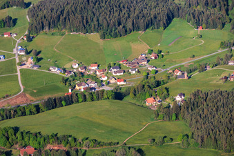 Village view with Maria Regina Pacis Church on the Sulzbach stream from the northeast. in the district Diesenhof in Lauterbach in the state Baden-Wuerttemberg, Germany