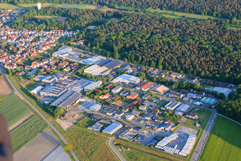 Industrial park Im Gereut from the northwest in Hatzenbühl in the state Rhineland-Palatinate, Germany