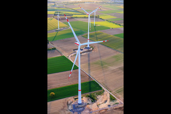 Repowering of the wind farm Minfeld. JUWI is replacing four older turbines (GE 1.5) from 2004 with two new, modern Vestas V162 turbines, each with a capacity of six MW. in Minfeld in the state Rhineland-Palatinate, Germany