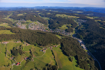 View of the Schiltach Valley from the southeast in the district Tennenbronn in Schramberg in the state Baden-Wuerttemberg, Germany
