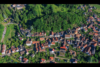 Top view Badstraße Kirchstr in Gleisweiler in the state Rhineland-Palatinate, Germany