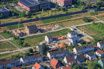 First residential construction sites in the new development area in Storchenring in the district Queichheim in Landau in der Pfalz in the state Rhineland-Palatinate, Germany