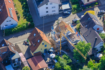 Construction site for the complete renovation of a detached house in Waldstr in Kandel in the state Rhineland-Palatinate, Germany