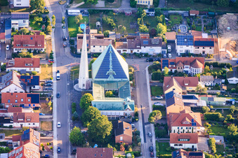 Modern building with PV roof of the Protestant Christ Church in Speyer in the state Rhineland-Palatinate, Germany