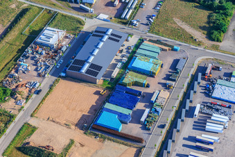 Industrial park Im Niedersand from the southeast in Offenbach an der Queich in the state Rhineland-Palatinate, Germany