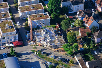 New construction site for 18 condominiums in the city center by Grathwohl Erdbau und Abbruch GmbH and AK.Bau GmbH in Kandel in the state Rhineland-Palatinate, Germany