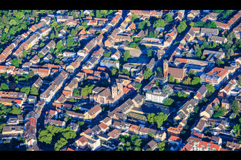 Center between Friedrichstrasse and Rheingoldstrasse with St. James' Church, St. Matthew's Church in the district Neckarau in Mannheim in the state Baden-Wuerttemberg, Germany