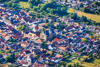 Church of St. Peter and Paul with 3 towers in the district Geinsheim in Neustadt an der Weinstraße in the state Rhineland-Palatinate, Germany