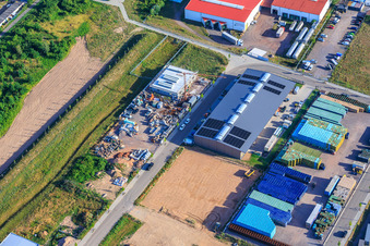 Industrial park Im Niedersand from the southeast in Offenbach an der Queich in the state Rhineland-Palatinate, Germany