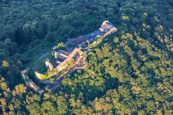 Madenburg castle ruins from the west in Eschbach in the state Rhineland-Palatinate, Germany