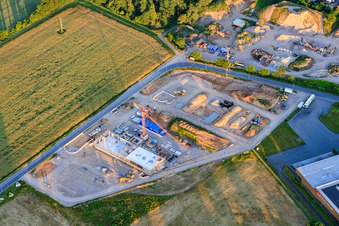 Construction site of the new X2E campus for administration and production buildings in Rohrbach in the state Rhineland-Palatinate, Germany