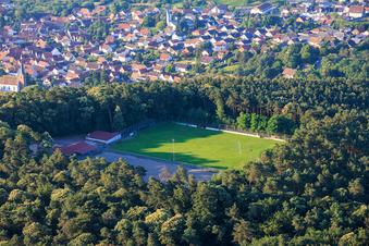 Sports grounds of SV Schweigen-Rechtenbach 1929 eV in the forest in the district Rechtenbach in Schweigen-Rechtenbach in the state Rhineland-Palatinate, Germany