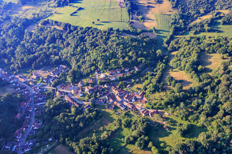 Village view in the Lauter valley from the northwest in the district Weiler in Wissembourg in the state Bas-Rhin, France