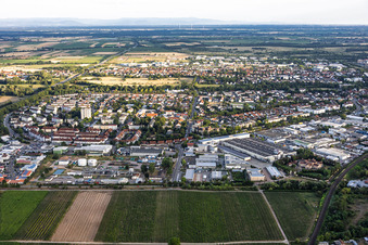 Horstring and Landau-Nord industrial park from the north in the evening in Landau in der Pfalz in the state Rhineland-Palatinate, Germany