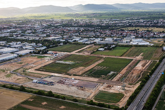 Industrial park D12 with construction site for geothermal power plant and substation from Vulcan, located to the southeast. in Landau in der Pfalz in the state Rhineland-Palatinate, Germany