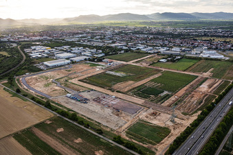 Industrial park D12 with construction site for geothermal power plant and substation from Vulcan, located to the southeast. in Landau in der Pfalz in the state Rhineland-Palatinate, Germany