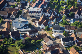 Modern church building of St. Sebastian in the village center in Silz in the state Rhineland-Palatinate, Germany
