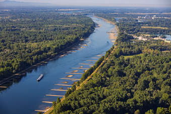 Rhine at low water in Munchhausen in the state Bas-Rhin, France