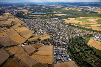From the northeast in the district Hochstetten in Linkenheim-Hochstetten in the state Baden-Wuerttemberg, Germany