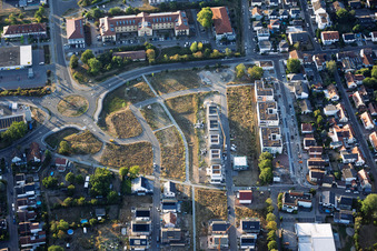 Developed and partially built-up "Am Pfefferminzbähnel" residential area in the district Speyerdorf in Neustadt an der Weinstraße in the state Rhineland-Palatinate, Germany