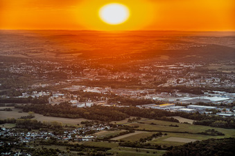 Sunset over Saargemünd in the district Zone Industrielle du Grand Bois Fayencerie in Saargemünd in the state Moselle, France