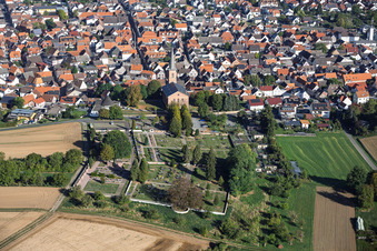 Cemetery Schaafheim with Cemetery Chapel Schaafheim in Schaafheim in the state Hesse, Germany