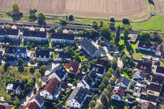 Terraced houses on Ginstrstraße by the railway embankment in Babenhausen in the state Hesse, Germany