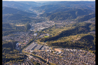Murgtal valley from the north in the district Hörden in Gaggenau in the state Baden-Wuerttemberg, Germany