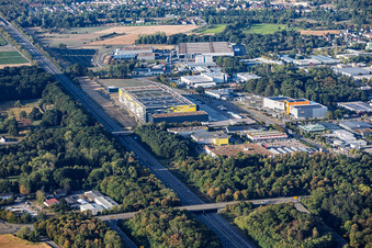 EDEKA Südwest central warehouse Rastatt by the A5 motorway in the district Rauental in Rastatt in the state Baden-Wuerttemberg, Germany