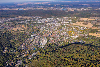 City view from the east in Ettlingen in the state Baden-Wuerttemberg, Germany