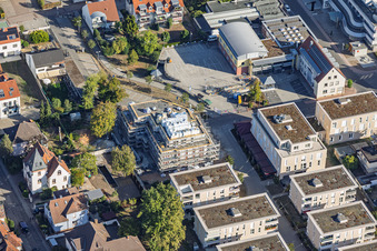 New construction site for 18 condominiums in the town center of Grathwohl. Earthworks, ETNA BAU GmbH and Abbruch GmbH and AK.Bau GmbH. https:// in Kandel in the state Rhineland-Palatinate, Germany