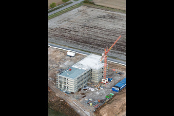 Construction site for the new X2E campus (administration and production buildings) in Rohrbach in the state Rhineland-Palatinate, Germany