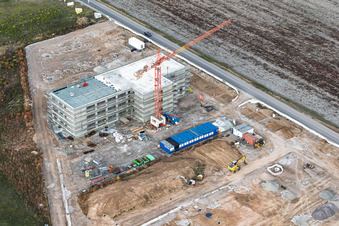 Construction site for the new X2E campus (administration and production buildings) in Rohrbach in the state Rhineland-Palatinate, Germany
