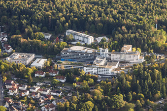 SRH Hospital (Klinikum) in Karlsbad, viewed from the northwest in the district Langensteinbach in Karlsbad in the state Baden-Wuerttemberg, Germany