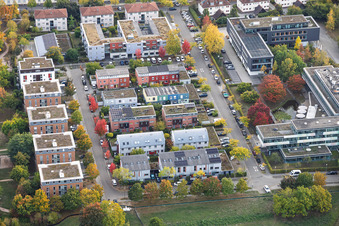 Modern residential complex (multi-family housing) between Willy-Brandt-Straße and Heinrich-Magnani-Straße in Ettlingen in the state Baden-Wuerttemberg, Germany