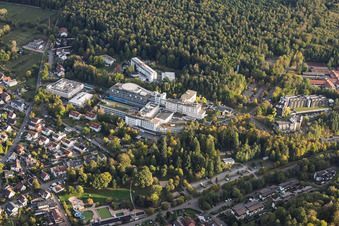 SRH Hospital (Klinikum) in Karlsbad, viewed from the northwest in the district Langensteinbach in Karlsbad in the state Baden-Wuerttemberg, Germany