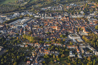 Old town center, viewed from the south in the district Durlach in Karlsruhe in the state Baden-Wuerttemberg, Germany