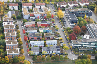 Modern residential complex (multi-family housing) between Willy-Brandt-Straße and Heinrich-Magnani-Straße in Ettlingen in the state Baden-Wuerttemberg, Germany