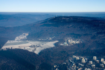 Peak of Koenigstuhl in the forest and mountainous landscape in Heidelberg in the state Baden-Wurttemberg