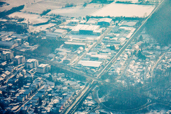 In winter when it snows in Nußloch in the state Baden-Wuerttemberg, Germany