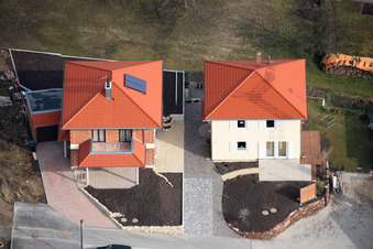 New development area Am Höhenweg in Kandel in the state Rhineland-Palatinate, Germany viewn from the air