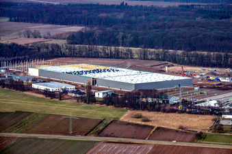 Construction of a new logistics hall in the Am Horst industrial estate in the district Minderslachen in Kandel in the state Rhineland-Palatinate, Germany