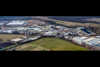 Horst industrial estate in the district Minderslachen in Kandel in the state Rhineland-Palatinate, Germany from the plane