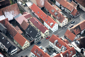 Rheinstr in Kandel in the state Rhineland-Palatinate, Germany seen from above