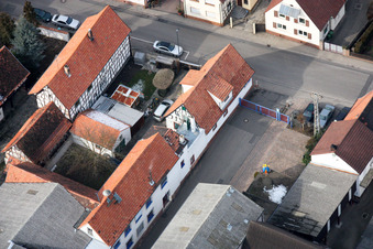 Rheinstr in Kandel in the state Rhineland-Palatinate, Germany seen from a drone