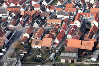 Aerial view of Rheinstraße x Raiffeisenstr in Kandel in the state Rhineland-Palatinate, Germany