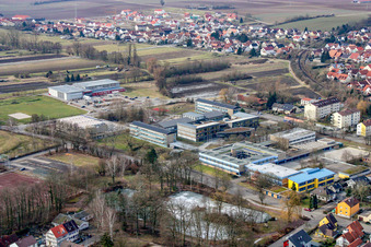Aerial view of IGS, secondary school in Kandel in the state Rhineland-Palatinate, Germany
