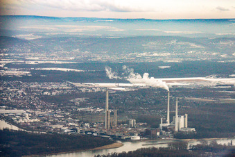 EnBW in winter with snow in the district Daxlanden in Karlsruhe in the state Baden-Wuerttemberg, Germany