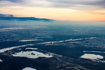 Althrein and gravel pits in the district Maximiliansau in Wörth am Rhein in the state Rhineland-Palatinate, Germany